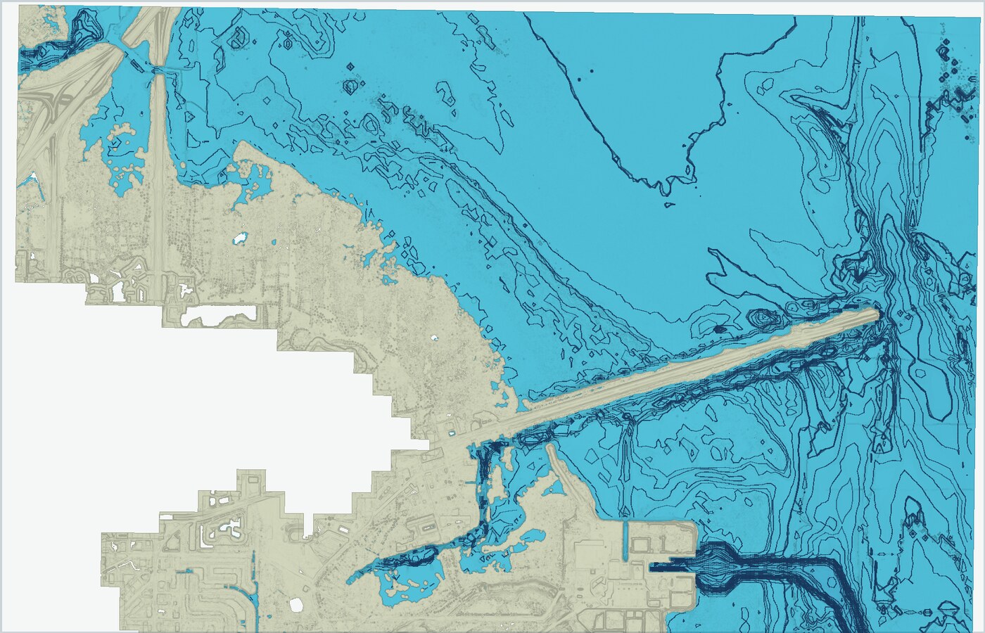 BlueTopo relief and contour preview near Tampa Bay
