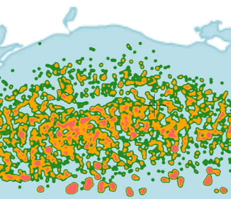 AI-Generated Fish Heat Map showing species probability zones