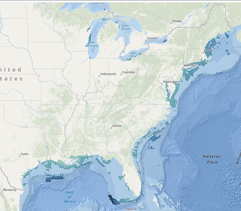 East Coast Relief Shading Coverage